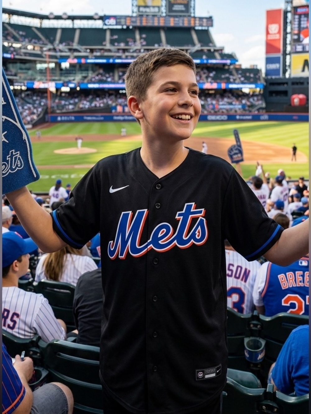 Authentic Nike Kids' New‎ York Mets Black Jersey Size Boys Large 14/16